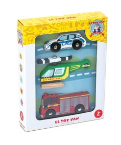 TV465-Emergency-Wooden-Vehicles-Police-Car-Helicopter-Fire-Truck-Packaging