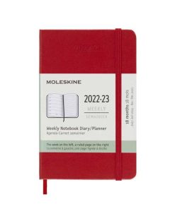 Еженедельник Moleskine 2022-2023, красный, в твердой обложке