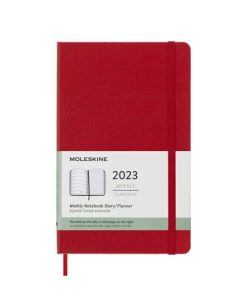 Еженедельник Moleskine Classic 2023, 13x21 см, красный, в твердой обложке