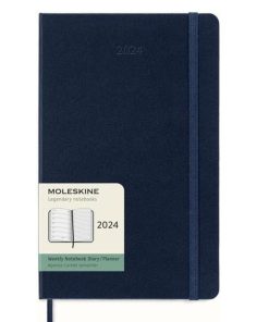 Еженедельник Moleskine Classic 2024, 13×21 см, синий, в твердой обложке