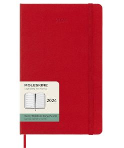 Еженедельник Moleskine Classic 2024, 13x21 см, красный, в твердой обложке