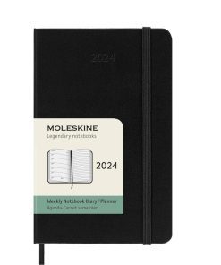 Еженедельник Moleskine Classic 2024, 9×14 см, черный, в твердой обложке