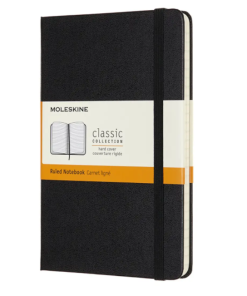 Записная книжка Moleskine Classic, в линейку, в твердой обложке, черная